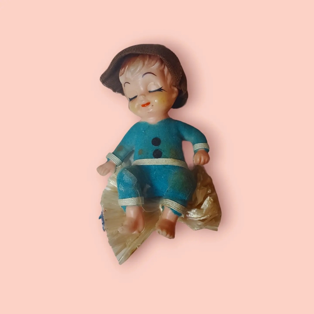Vintage plastic flocked little boy blue